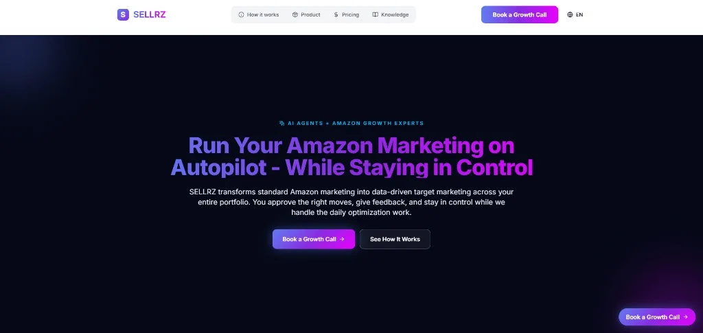 SELLRZ marketing website — Amazon marketing on autopilot